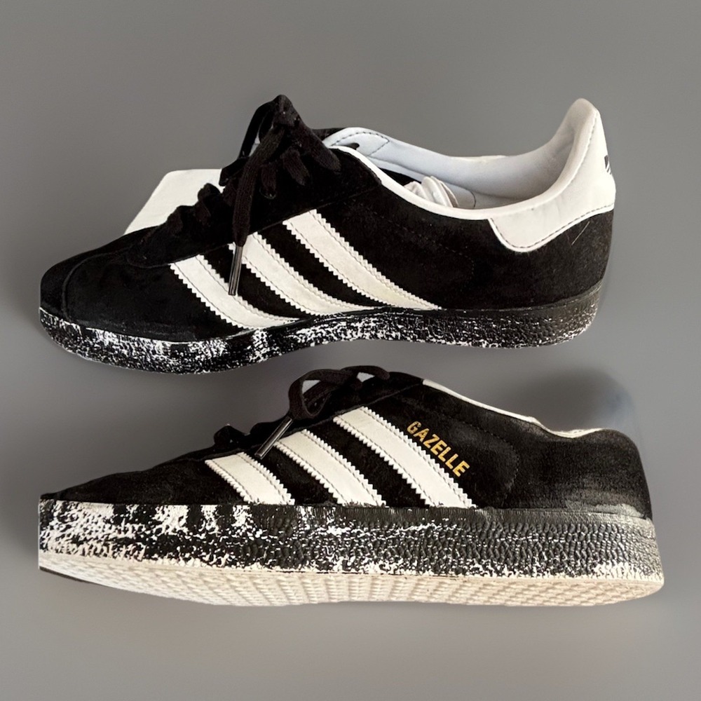Adidas Gazelle Bold Platform Black/white Distressed Soles Sneakers Men's Size 7